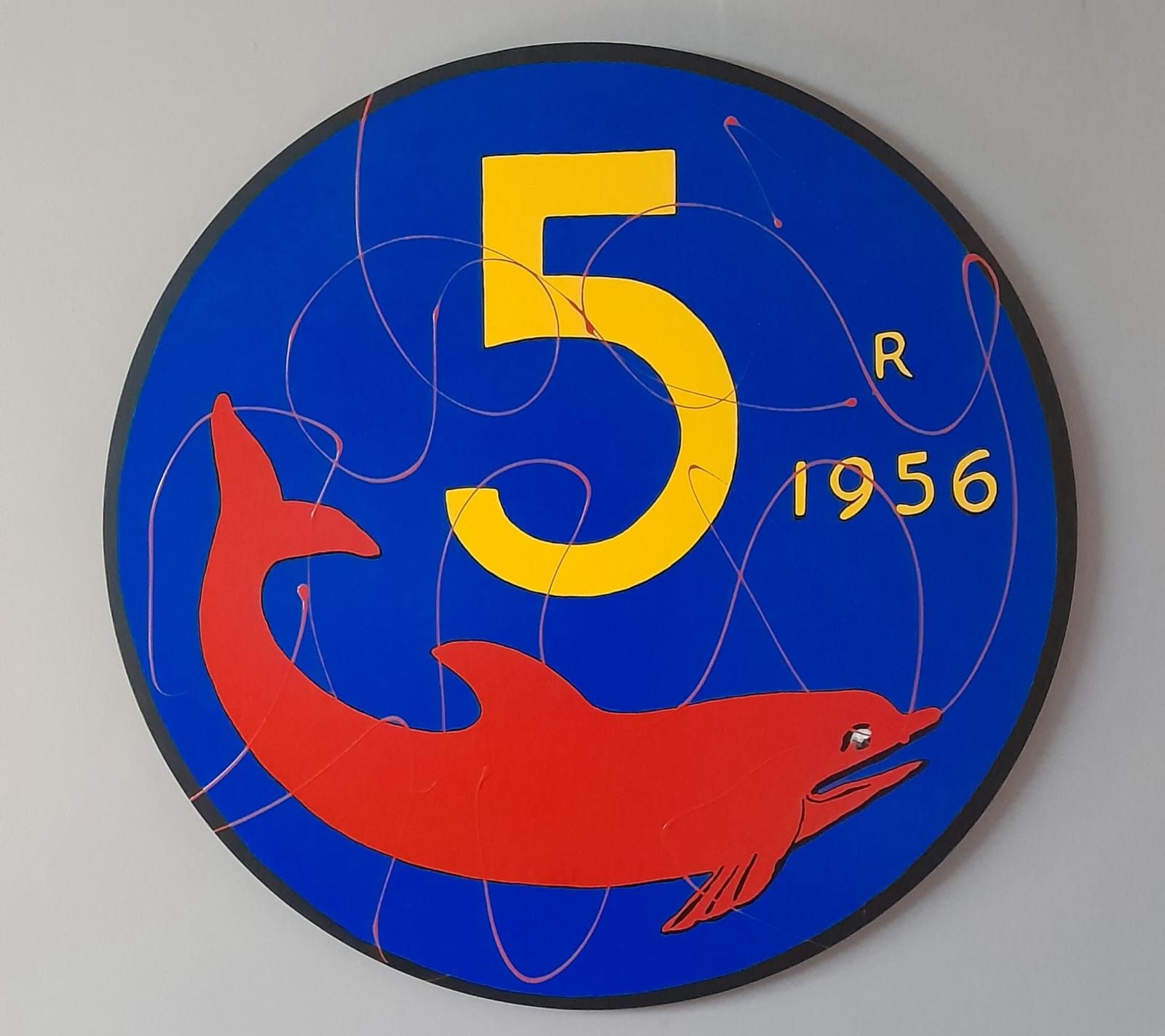 SMALTI SU TELA  YURI  OLEGOVIC '  5 LIRE  '  dimensioni -  diametro 100 cm.