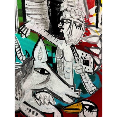 MIXED MEDIA SU TELA ALESSANDRO SIVIGLIA ' FONTANA DI TREVI TRAMONTO ' dimensioni L 100 x H 100 cm.