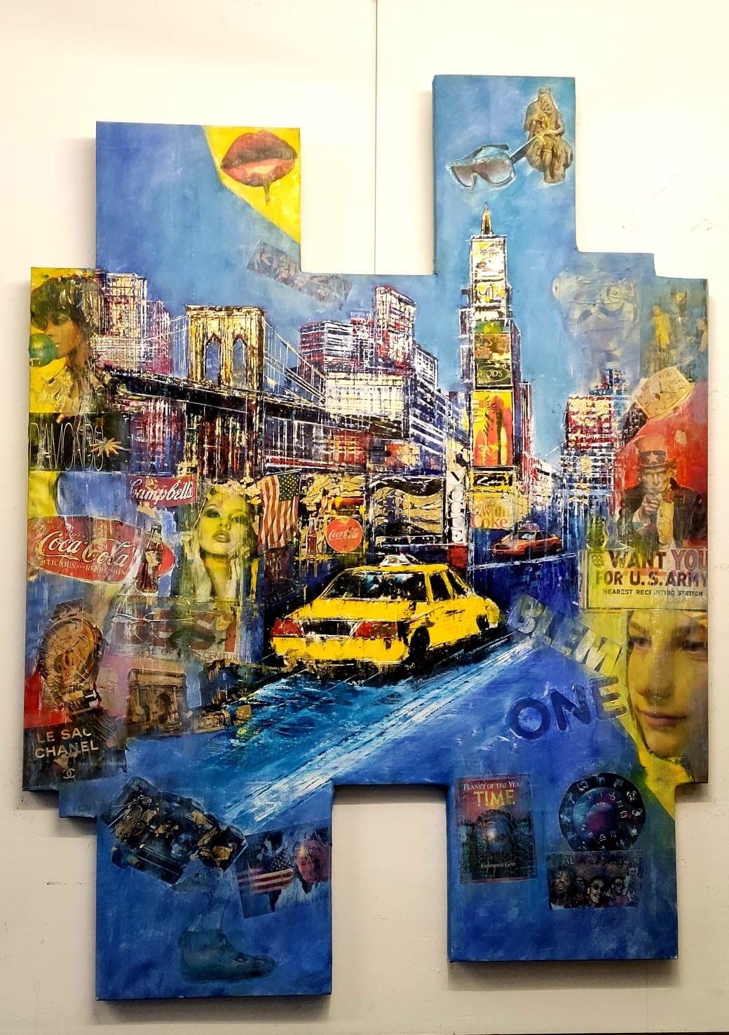 OLIO SU MDF  ANTONIO CAPOFERRI ' NEW YORK CITTY  '  dimensioni L 110 x H 160 cm.