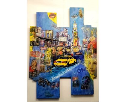 OLIO SU MDF ANTONIO CAPOFERRI ' NEW YORK CITTY ' dimensioni L 110 x H 160 cm.