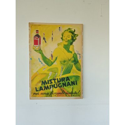 DECOLLAGE MANIFESTO ORIGINALE ANTONIO DEODATO ' MISTURA LAMPUGNANI ' dimensioni L 70 x H 100 cm.