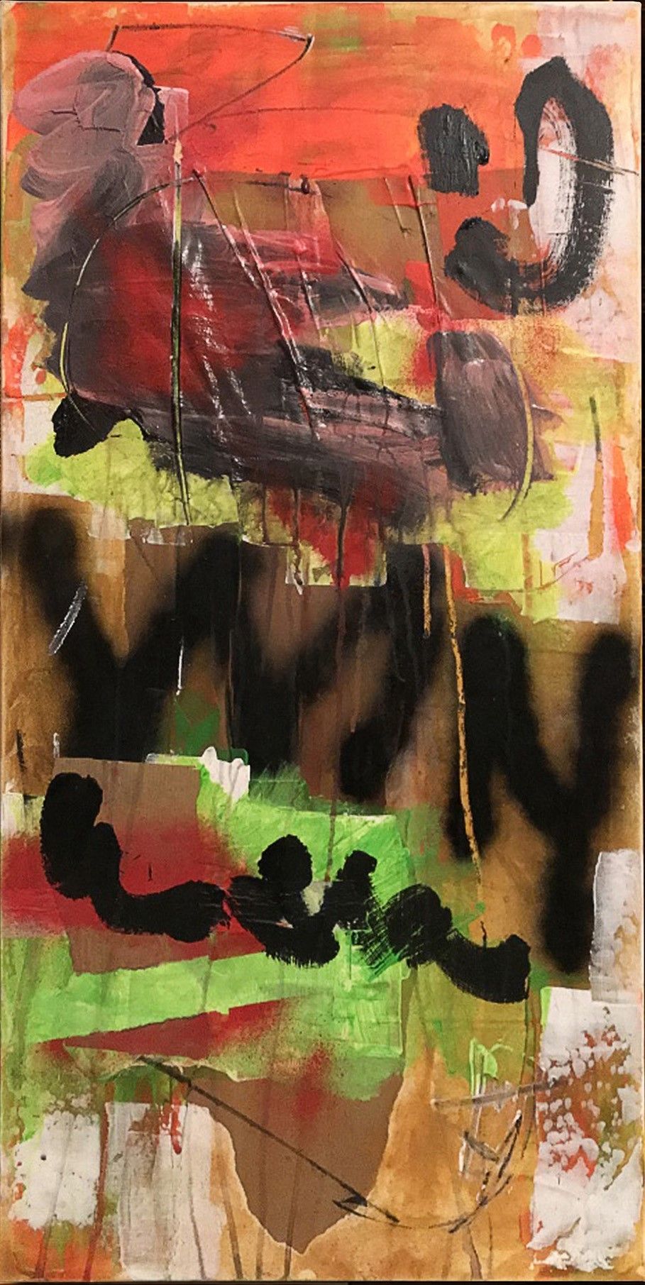 MIXED MEDIA SU TELA  PAOLO  RAVALLI ' WIN  '   dimensioni L 40 x H 80 cm.
