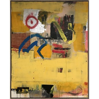 MIXED MEDIA SU TELA PAOLO RAVALLI ' TARGET ' dimensioni L 80 x H 100 cm.