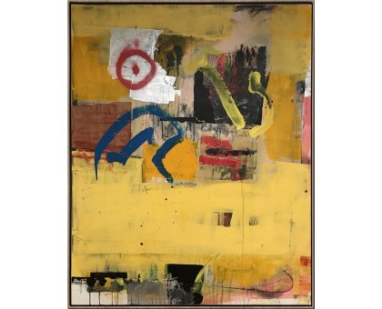 MIXED MEDIA SU TELA PAOLO RAVALLI ' TARGET ' dimensioni L 80 x H 100 cm.