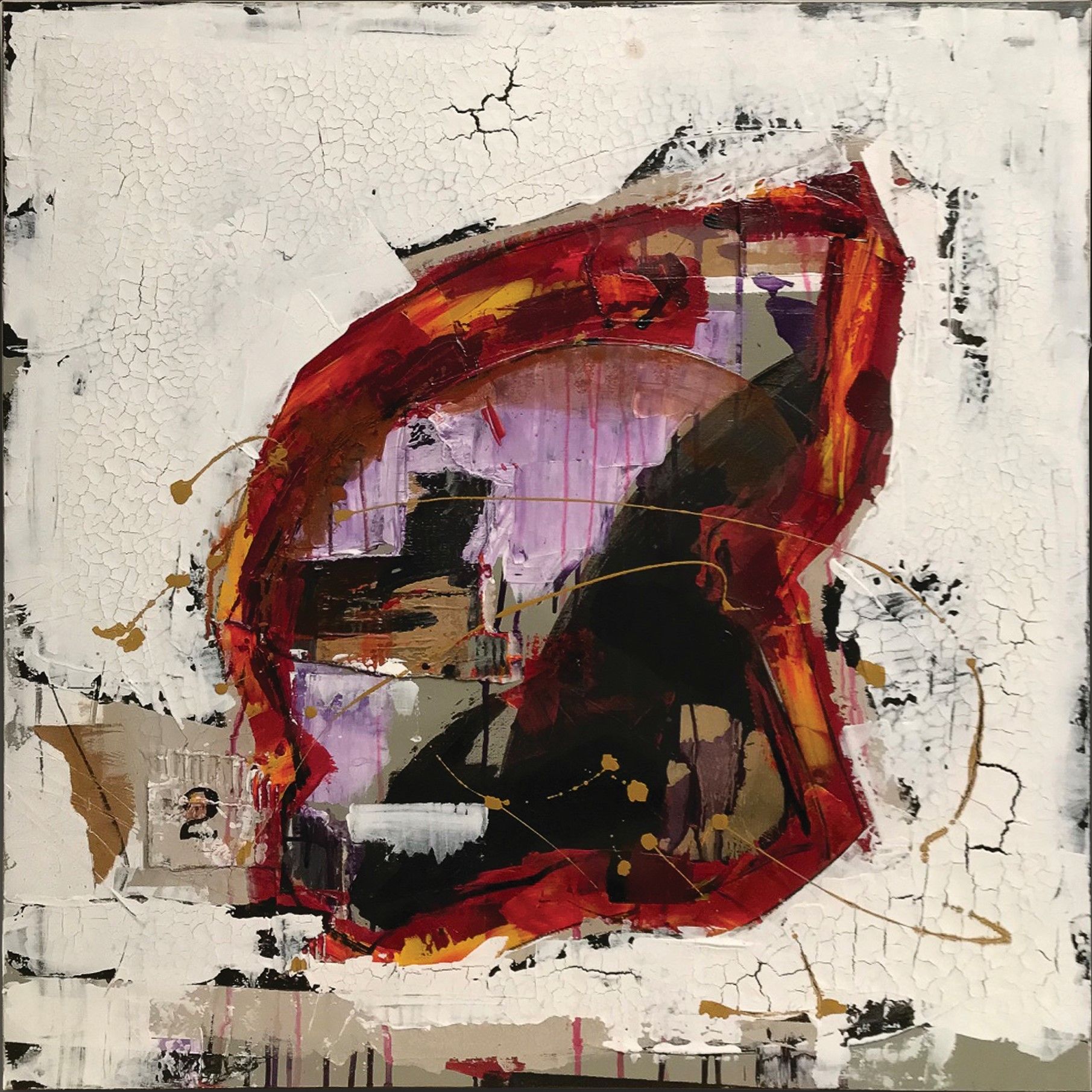MIXED MEDIA SU TELA  PAOLO  RAVALLI ' THE HOLE 2  '  dimensioni L 80 x H 80 cm.