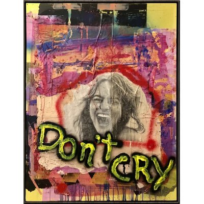 MIXED MEDIA SU TELA PAOLO RAVALLI ' DON'T CRY ' dimensioni L 60 x H 80 cm.