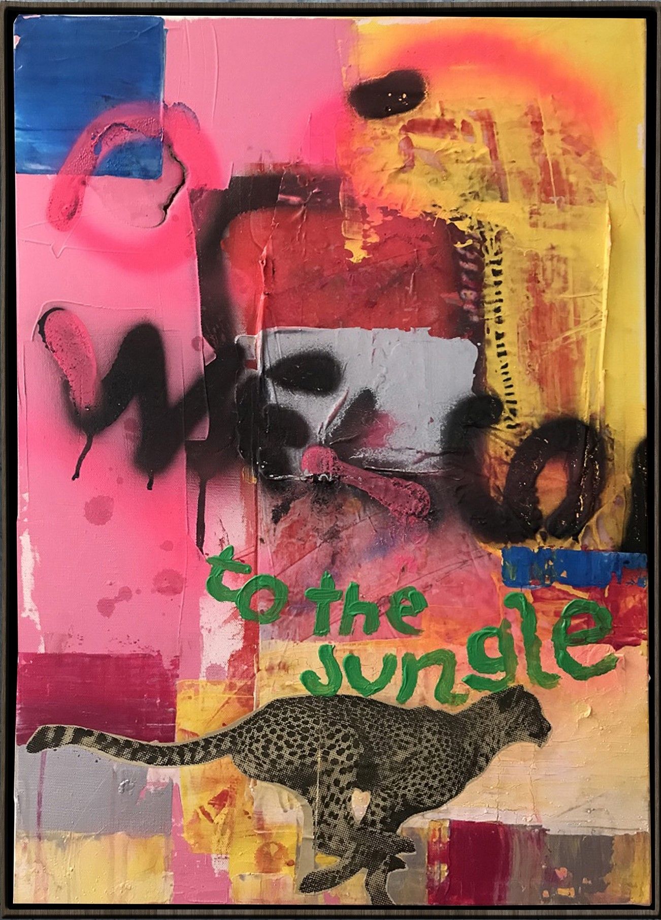 MIXED MEDIA SU TELA  PAOLO  RAVALLI '  JUNGLE  '  dimensioni L 50 x H 70 cm.