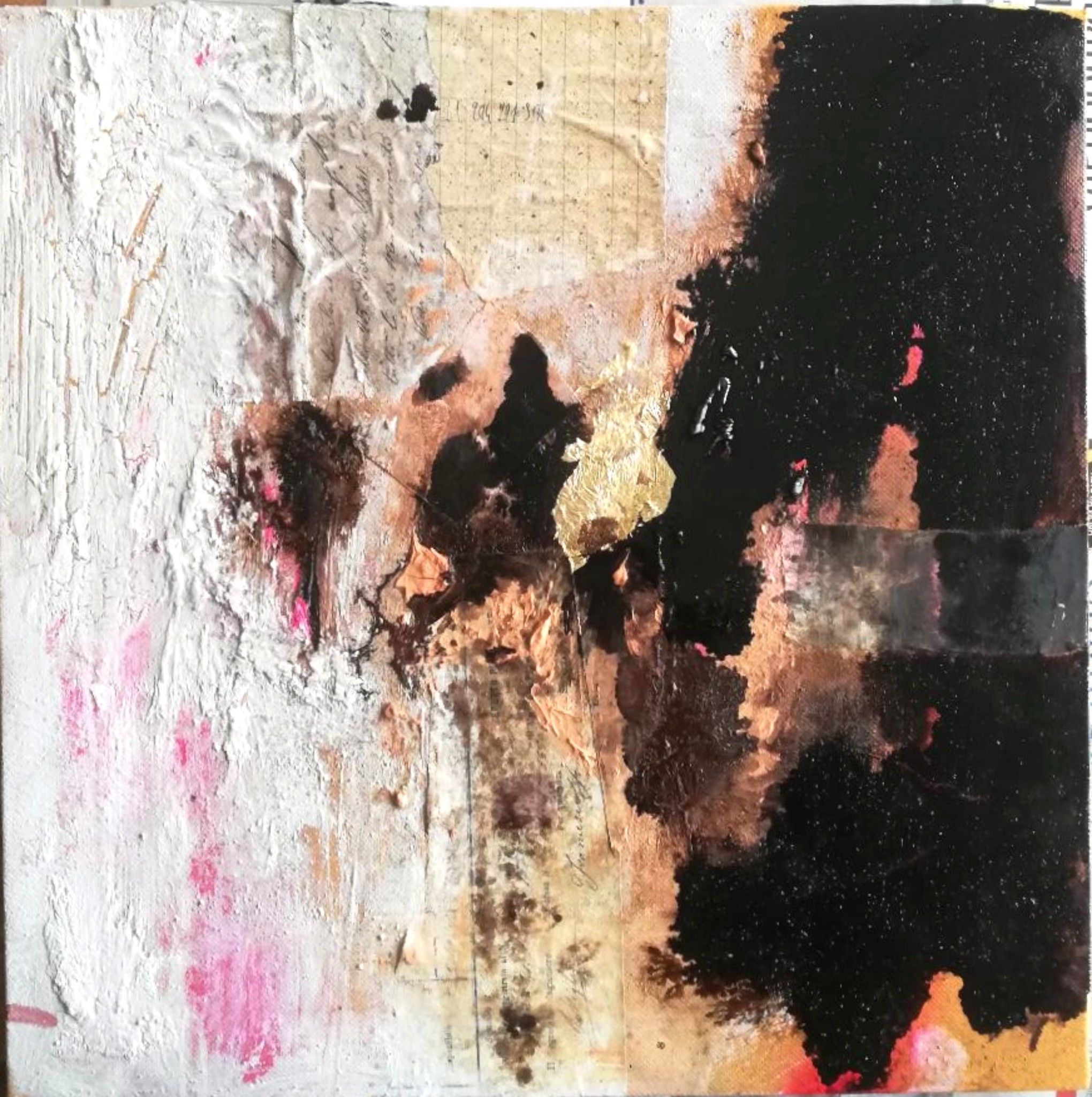 MIXED MEDIA SU TELA  RENATO  GIORGIO ' SENZA  TITOLO  23  '  dimensioni L 40 x H 40 cm.