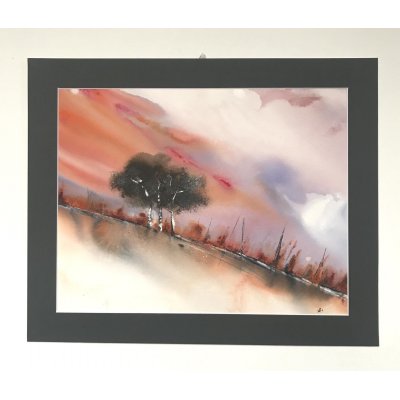 ACQUERELLO SU CARTA ARCHES JESSICA MARIANI ' AUTUNNO ROSSO ' dimensioni L 52 x H 42,5 cm.