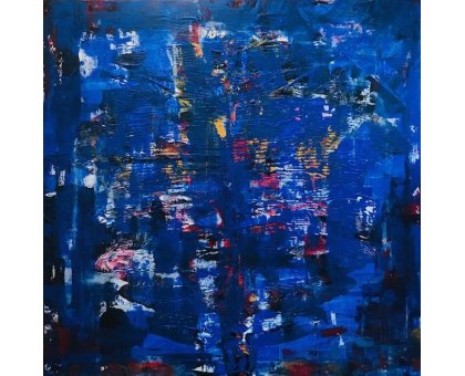 ACRILICO SU TELA SANDRA MENOIA ' OLTRE IL MARE ' dimensioni L 90 x H 90 cm.