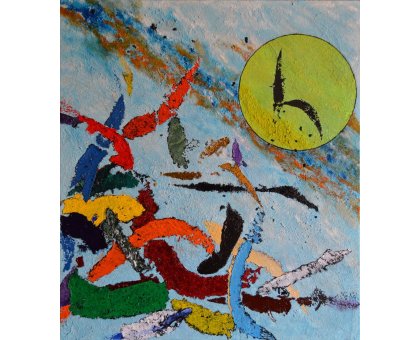 MIXED MEDIA SU TELA RICCARDO VELLUTO ' PRIMI GIORNI DI PRIMAVERA ' dimensioni L 70 x H 80 cm.