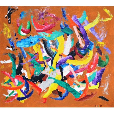 MIXED MEDIA SU TELA RICCARDO VELLUTO ' LIFE 2022 ' dimensioni L 70 x H 90 cm.