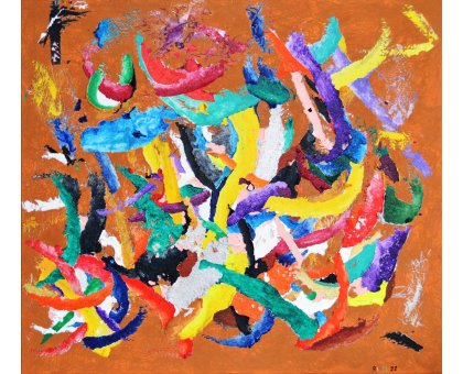 MIXED MEDIA SU TELA RICCARDO VELLUTO ' LIFE 2022 ' dimensioni L 70 x H 90 cm.