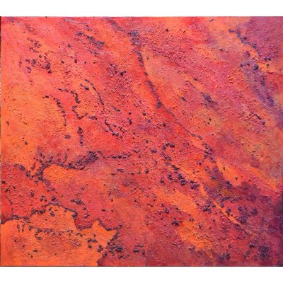 MIXED MEDIA SU TELA RICCARDO VELLUTO ' MONOCROMATISMO IN ROSSO ' dimensioni L 80 x H 90 cm.