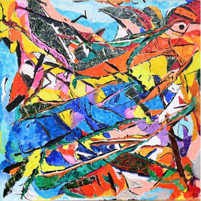 MIXED MEDIS SU TELA RICCARDO VELLUTO ' GENNAIO 2022 ' dimensioni L 60 x H 60 cm.