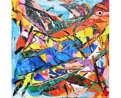 MIXED MEDIS SU TELA RICCARDO VELLUTO ' GENNAIO 2022 ' dimensioni L 60 x H 60 cm.