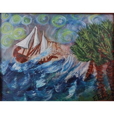 OLIO SU TELA FRANCA FABRIZIO ' TEMPESTA ' dimensioni L 28 x H 30 cm.