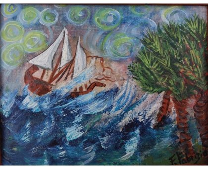 OLIO SU TELA FRANCA FABRIZIO ' TEMPESTA ' dimensioni L 28 x H 30 cm.