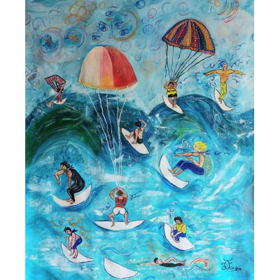 OLIO SU TELA FRANCA FABRIZIO ' SFIDE ' dimensioni L 90 x H 105 cm.