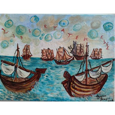 OLIO SU TELA FRANCA FABRIZIO ' LIBERTATEM ESSE ' dimensioni L 40 x H 30 cm.