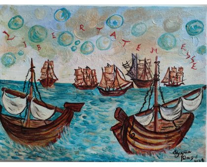 OLIO SU TELA FRANCA FABRIZIO ' LIBERTATEM ESSE ' dimensioni L 40 x H 30 cm.