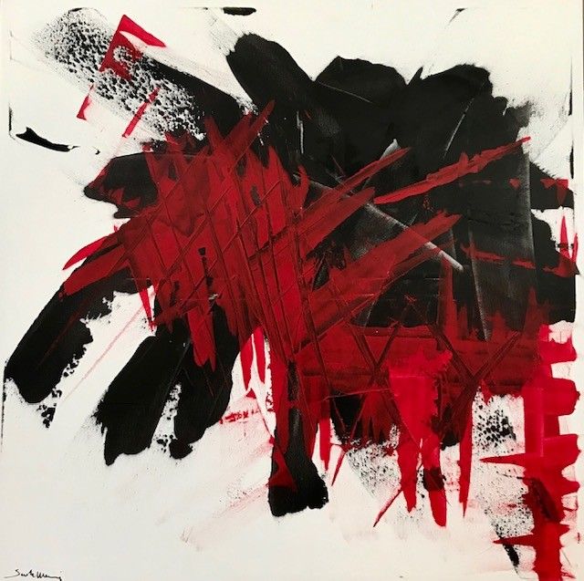 ACRYLIC ON CANVAS SANDRA MENOIA " ESPLOSIONE "  size L 100 x H 100 cm.