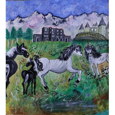 OLIO SU TELA FRANCA FABRIZIO ' AMORI E ANTICHE PASSIONI ' dimensioni L 80 x H 80 cm.