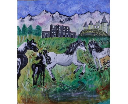 OLIO SU TELA FRANCA FABRIZIO ' AMORI E ANTICHE PASSIONI ' dimensioni L 80 x H 80 cm.