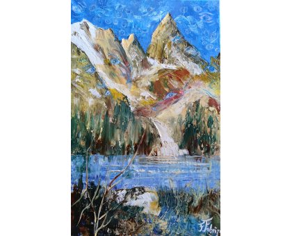 OLIO SU TELA FRANCA FABRIZIO ' SPIRITI DELLA MONTAGNA ' dimensioni L 40 x H 60 cm.