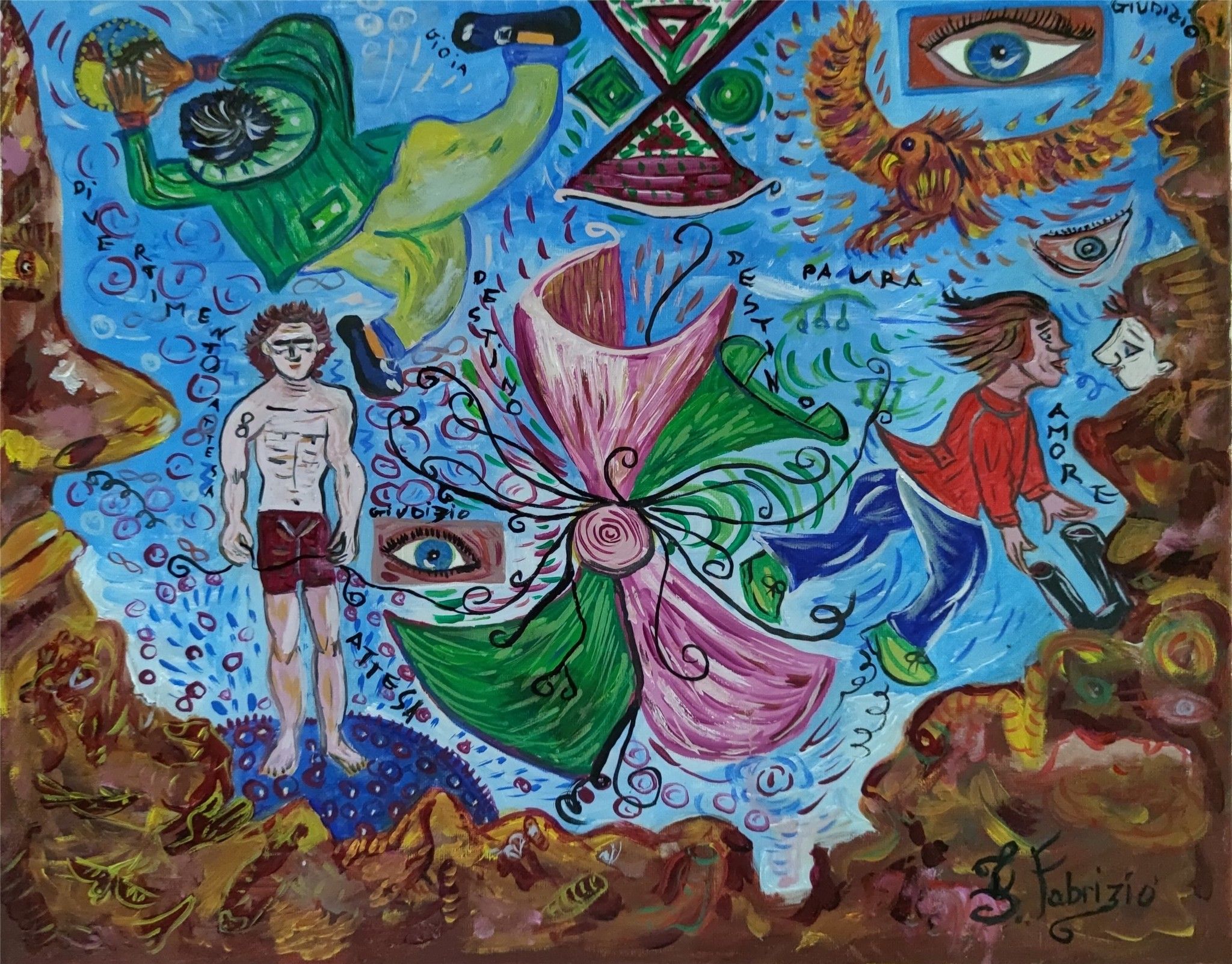 OLIO SU TELA  FRANCA FABRIZIO ' LA FORZA DEL DESTINO  '   dimensioni L 50 x H 40 cm.