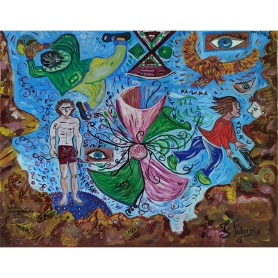 OLIO SU TELA FRANCA FABRIZIO ' LA FORZA DEL DESTINO ' dimensioni L 50 x H 40 cm.