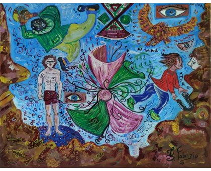 OLIO SU TELA FRANCA FABRIZIO ' LA FORZA DEL DESTINO ' dimensioni L 50 x H 40 cm.