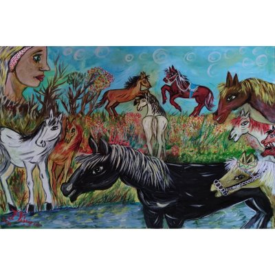 OLIO SU TELA FRANCA FABRIZIO ' L 'ANIMA E IL CORPO ' dimensioni L 60 x H 40 cm.