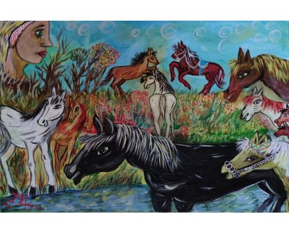 OLIO SU TELA FRANCA FABRIZIO ' L 'ANIMA E IL CORPO ' dimensioni L 60 x H 40 cm.