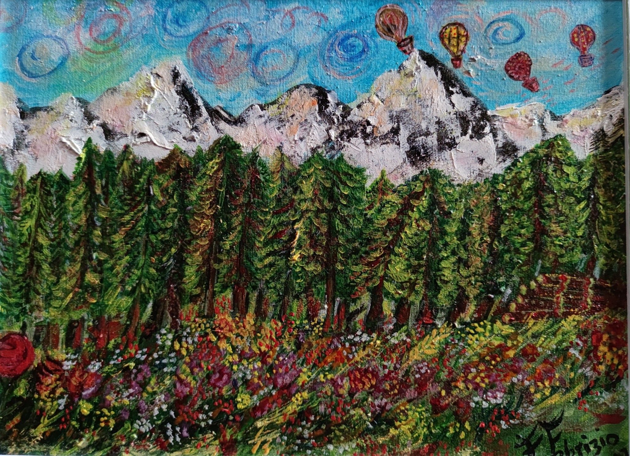 OLIO SU TELA  FRANCA FABRIZIO ' RISVEGLIO '   dimensioni L 12 x H 18 cm.