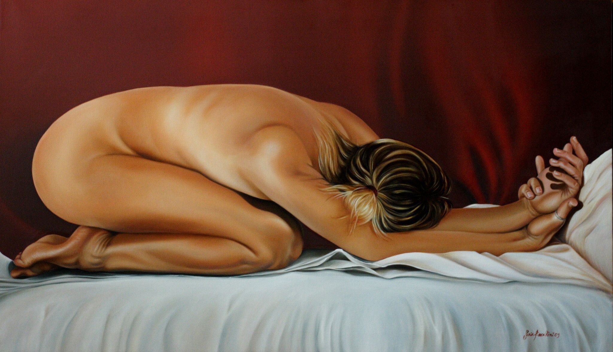 OLIO SU TELA  SONIA FIACCHINI ' NUDO 1 '  dimensioni L 120 x H 70 cm.