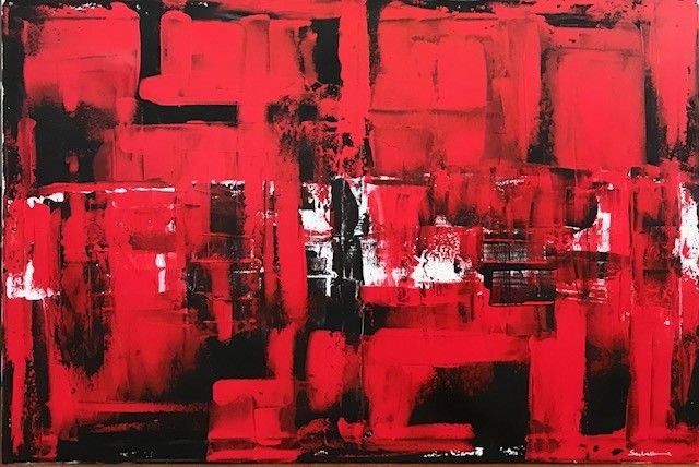 ACRYLIC ON CANVAS  SANDRA MENOIA " LABIRINTO "  size  L 80 x H 120 cm.