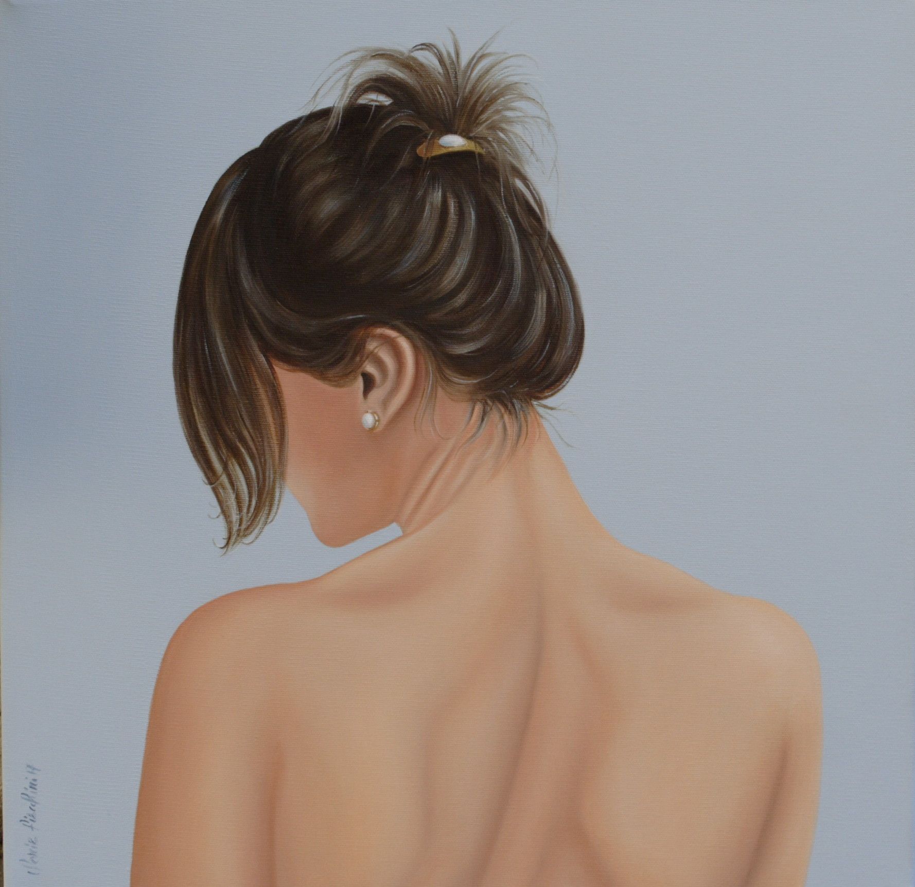 OLIO SU TELA  SONIA FIACCHINI ' SPALLE  '  dimensioni L  50 x H 50 cm.
