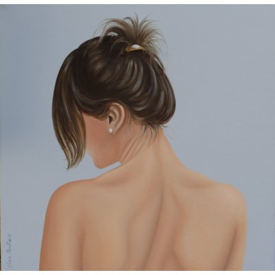 OLIO SU TELA SONIA FIACCHINI ' SPALLE ' dimensioni L 50 x H 50 cm.