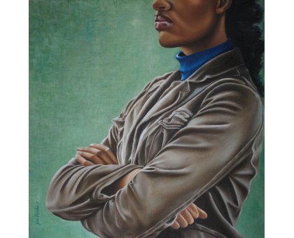 OLIO SU TELA SONIA FIACCHINI ' MODERNITA' 2 ' dimensioni L 75 x H 75 cm.