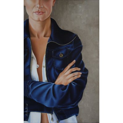 OLIO SU TELA SONIA FIACCHINI ' MODERNITA' 1 ' dimensioni L 50 x H 80 cm.