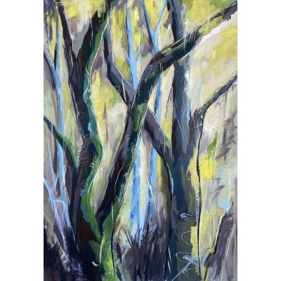 MIXED MEDIA SU TELA BIANCA BEGHIN ' STRANE SENSAZIONI ' dimensioni L 100 x H 70 cm.