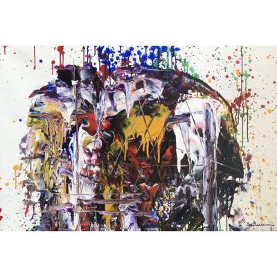 ACRILICO SU TELA SANDRA MENOIA ' AD OGNI COSTO ' dimensioni L 90 x H 60 cm.