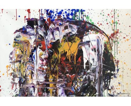 ACRYLIC ON CANVAS SANDRA MENOIA " AD OGNI COSTO " size L 90 x H 60 cm.