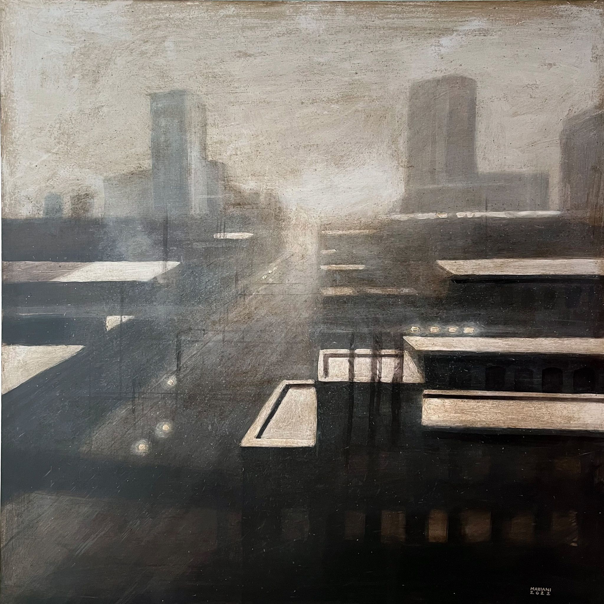 MIXED MEDIA SU TAVOLA  STEFANO  MARIANI  ' APPARENZA  20  '  dimensioni L 80 x H 80 cm.