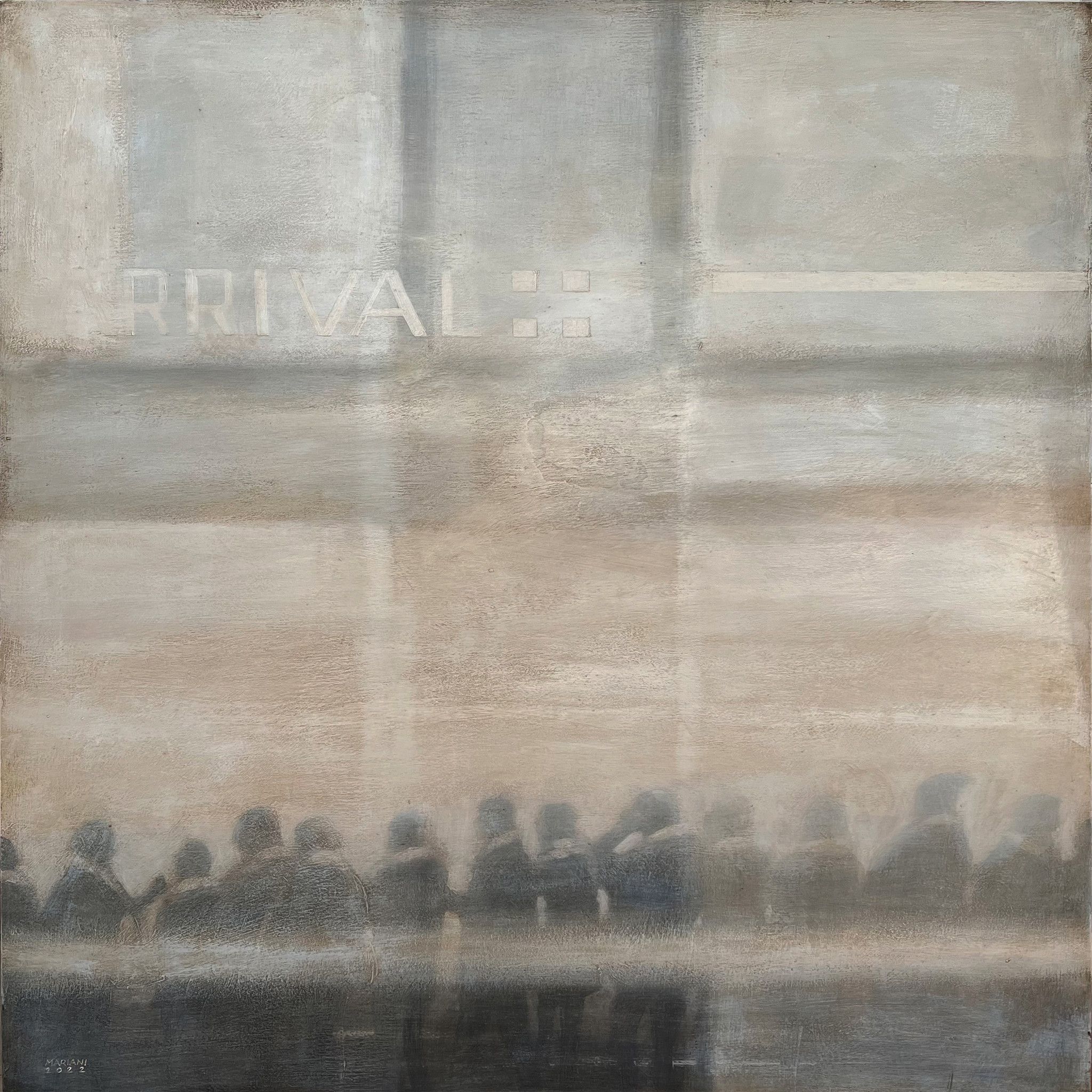 MIXED MEDIA SU TAVOLA  STEFANO  MARIANI  ' APPARENZA  19  '  dimensioni L 80 x H 80 cm.