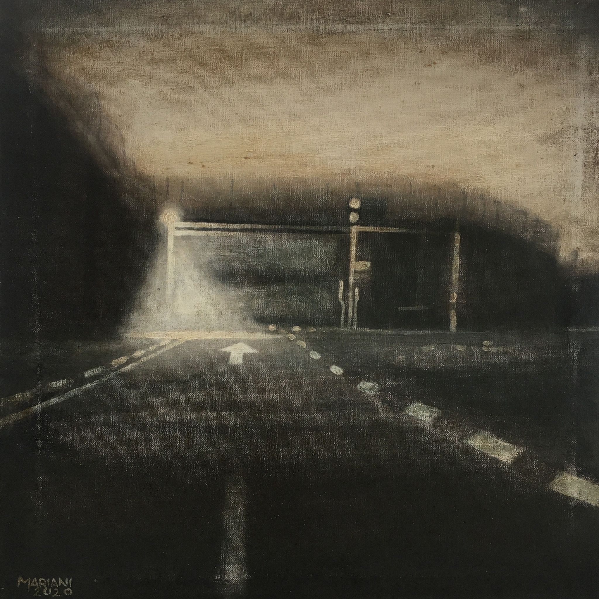 MIXED MEDIA SU TELA STEFANO  MARIANI ' CONFINE  4  '   dimensioni L 30 x H 30 cm.