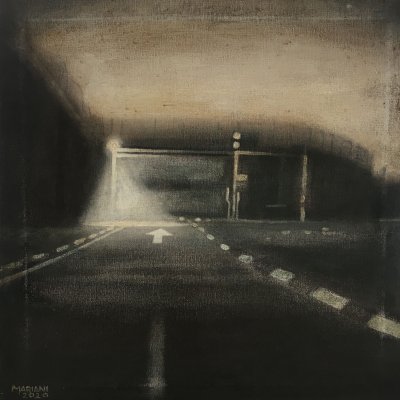 MIXED MEDIA SU TELA STEFANO MARIANI ' CONFINE 4 ' dimensioni L 30 x H 30 cm.