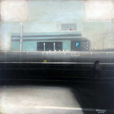 MIXED MEDIA SU TELA STEFANO MARIANI ' CONFINE 5 ' dimensioni L 40 x H 40 cm.