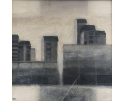 MIXED MEDIA SU TAVOLA STEFANO MARIANI ' CONFINE 6 ' dimensioni L 50 x H 50 cm.